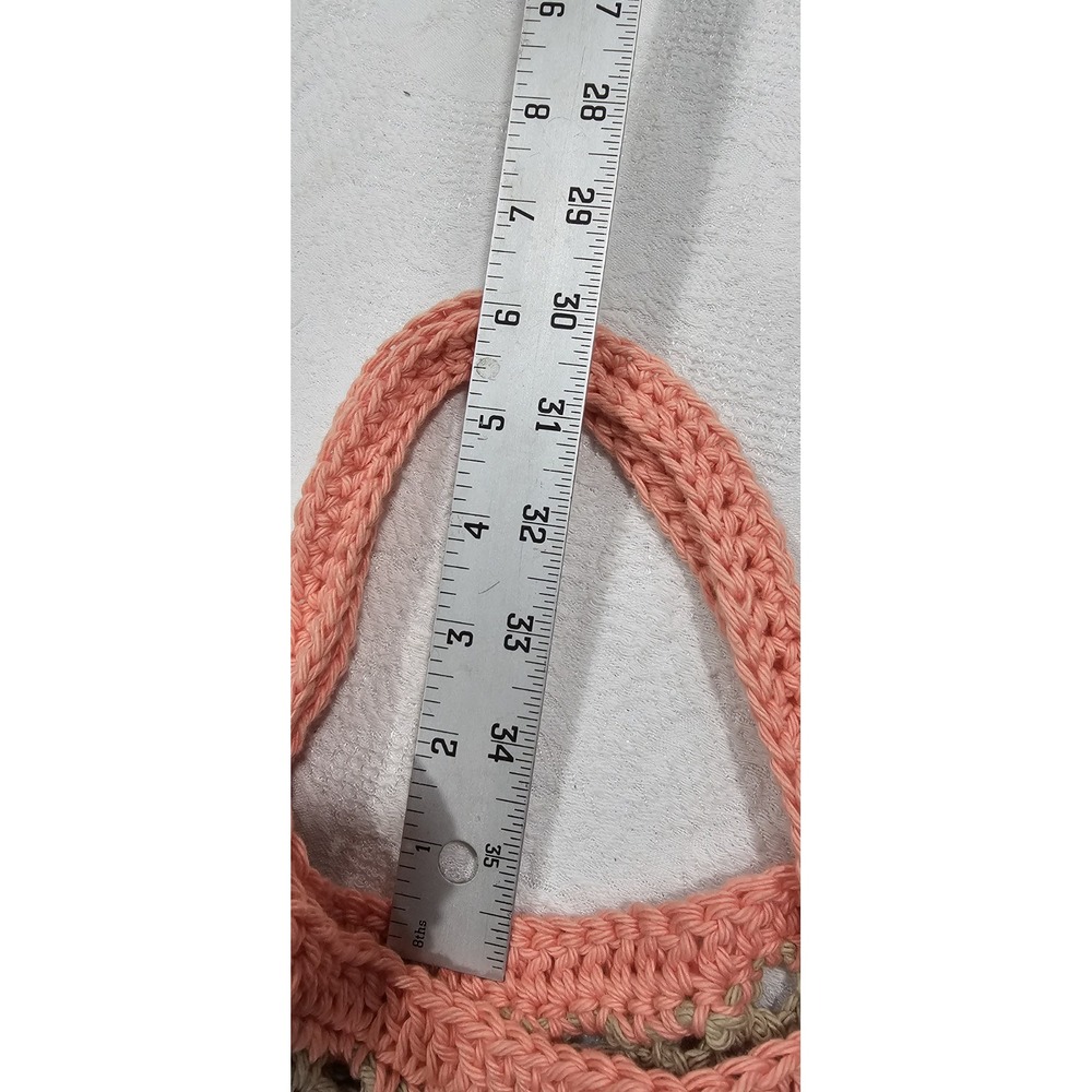 Handmade Crochet Cotton Market Bag Tote Multicolor Slouchy Boho Beach Eco Friend - Picture 4 of 11